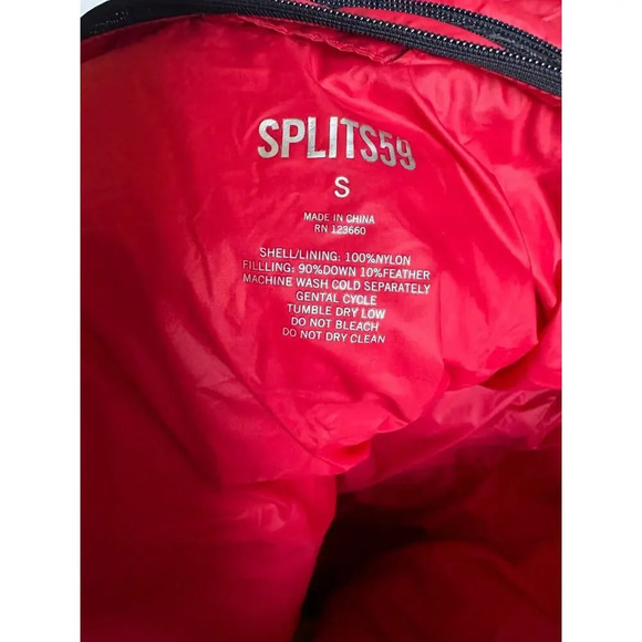 SPLITS59 Isabel Down Puffer Jacket women small red Colorblock down packable hood - Picture 13 of 13